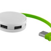USB хаб “Round”, на 4 порта, белый/лайм, арт. 001666103