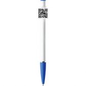 Ручка шариковая «Тенерифе» с квадратным клипом для печати QR-кода белая/синяя, арт. 001278603