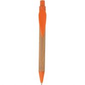Ручка шариковая «Листок» бамбуковая/оранжевая, арт. 000710003