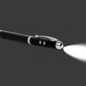 Ручка шариковая с фонариком, лазерной указкой и стилусом для емкостного экрана, черная, арт. 001314703