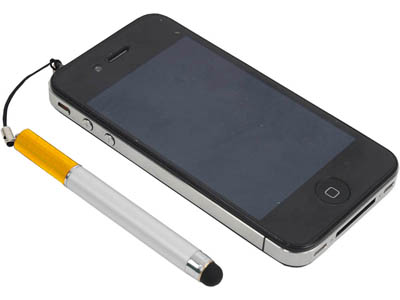 Ручка-подвеска на мобильный телефон со стилусом для емкостного экрана серебристая/золотистая, арт. 000613203