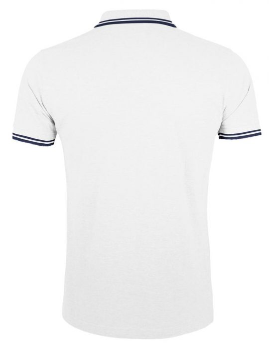Рубашка поло мужская PASADENA MEN 200 с контрастной отделкой белая с синим, размер S