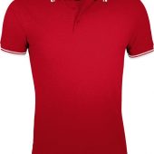Рубашка поло мужская PASADENA MEN 200 с контрастной отделкой красная с белым, размер L