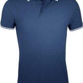 Рубашка поло мужская PASADENA MEN 200 с контрастной отделкой темно-синяя с белым, размер XXL