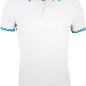 Рубашка поло мужская PASADENA MEN 200 с контрастной отделкой белая с голубым, размер S