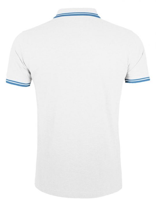 Рубашка поло мужская PASADENA MEN 200 с контрастной отделкой белая с голубым, размер 3XL
