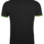 Рубашка поло мужская PASADENA MEN 200 с контрастной отделкой черный/зеленый, размер 3XL