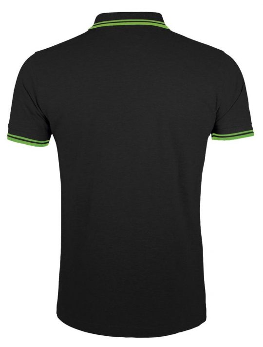 Рубашка поло мужская PASADENA MEN 200 с контрастной отделкой, черный/зеленый, размер L