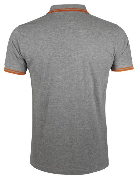 Рубашка поло мужская PASADENA MEN 200 с контрастной отделкой, серый меланж/оранжевый, размер S