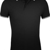 Рубашка поло мужская PASADENA MEN 200 с контрастной отделкой черная с белым, размер S