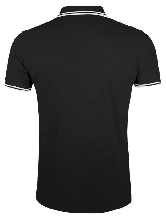 Рубашка поло мужская PASADENA MEN 200 с контрастной отделкой черная с белым, размер XL