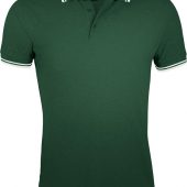 Рубашка поло мужская PASADENA MEN 200 с контрастной отделкой зеленая с белым, размер L