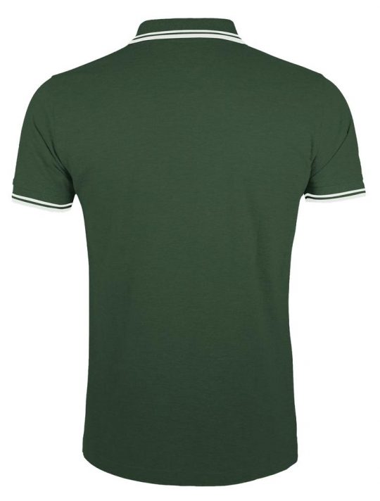 Рубашка поло мужская PASADENA MEN 200 с контрастной отделкой зеленая с белым, размер L