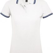 Рубашка поло женская PASADENA WOMEN 200 с контрастной отделкой белая с синим, размер XL