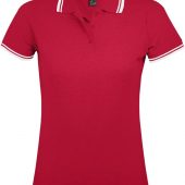 Рубашка поло женская PASADENA WOMEN 200 с контрастной отделкой красная с белым, размер S
