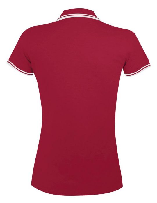 Рубашка поло женская PASADENA WOMEN 200 с контрастной отделкой красная с белым, размер XL