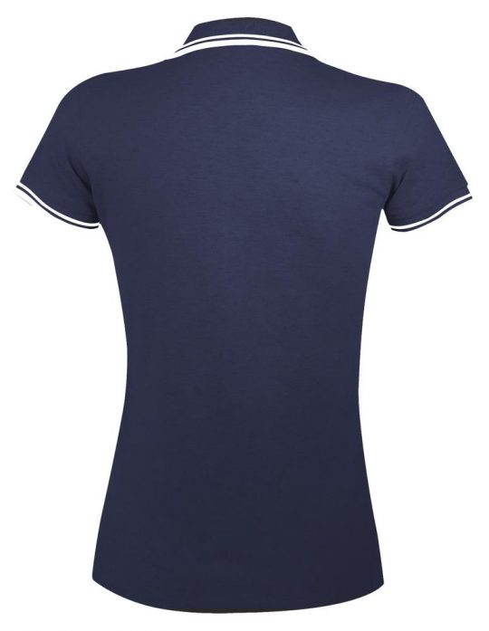 Рубашка поло женская PASADENA WOMEN 200 с контрастной отделкой темно-синяя с белым, размер M