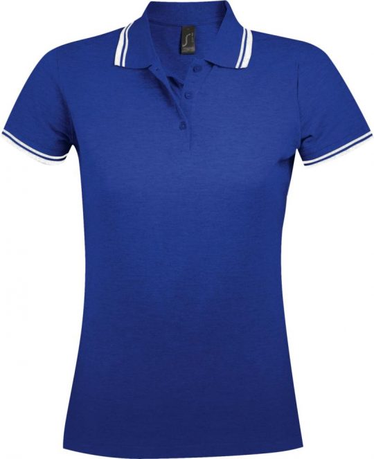 Рубашка поло женская PASADENA WOMEN 200 с контрастной отделкой ярко-синяя с белым, размер S
