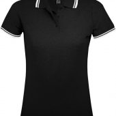 Рубашка поло женская PASADENA WOMEN 200 с контрастной отделкой черная с белым, размер S