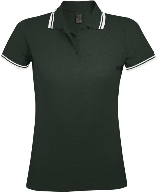 Рубашка поло женская PASADENA WOMEN 200 с контрастной отделкой зеленая с белым, размер XL