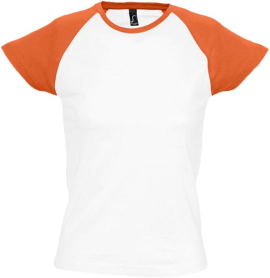 Футболка женская MILKY 150 белая с оранжевым, размер S