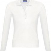 Рубашка поло женская с длинным рукавом PODIUM 210 белая, размер XL