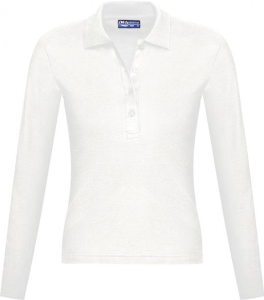 Рубашка поло женская с длинным рукавом PODIUM 210 белая, размер XL