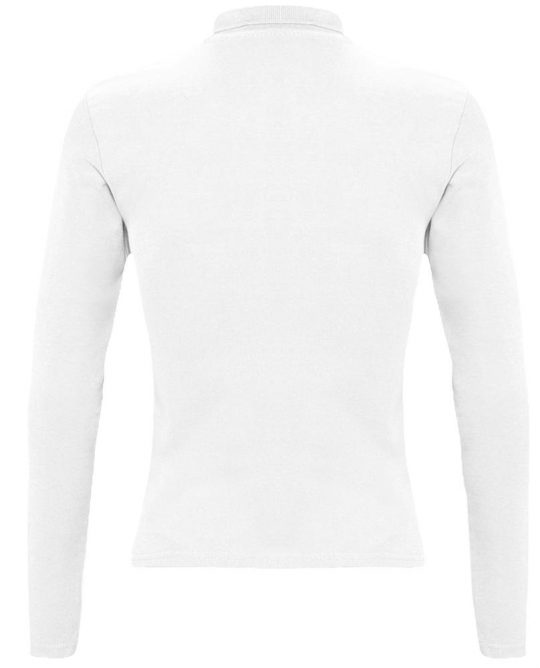 Рубашка поло женская с длинным рукавом PODIUM 210 белая, размер L