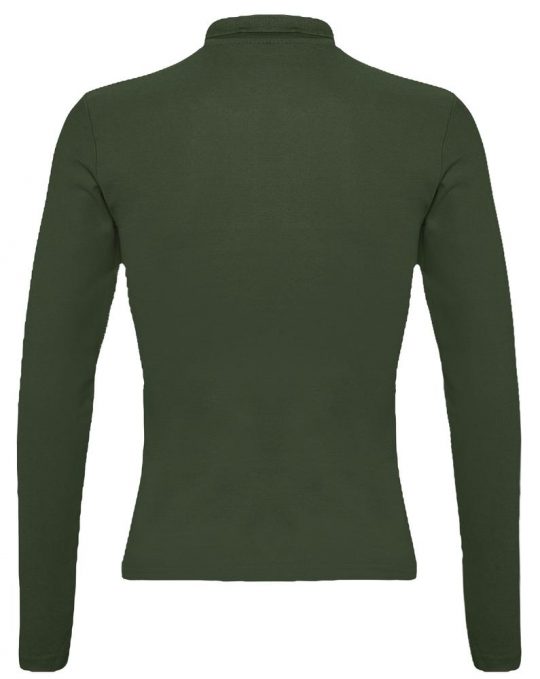 Рубашка поло женская с длинным рукавом PODIUM 210 темно-зеленая, размер XL
