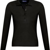 Рубашка поло женская с длинным рукавом PODIUM 210 черная, размер XL