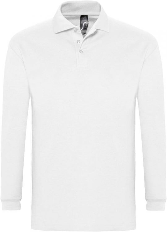 Рубашка поло мужская с длинным рукавом WINTER II 210 белая, размер XL