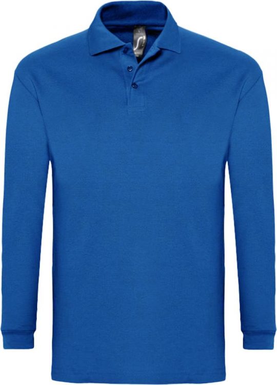 Рубашка поло мужская с длинным рукавом WINTER II 210 ярко-синяя, размер XXL