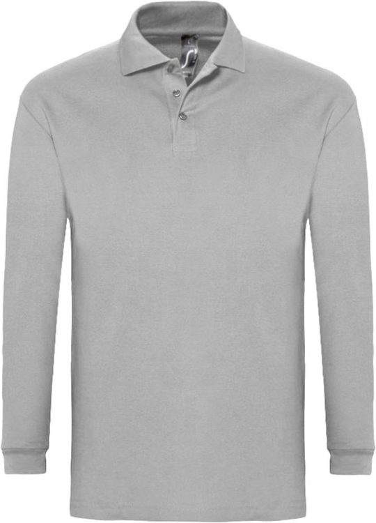 Рубашка поло мужская с длинным рукавом WINTER II 210 серый меланж, размер XXL