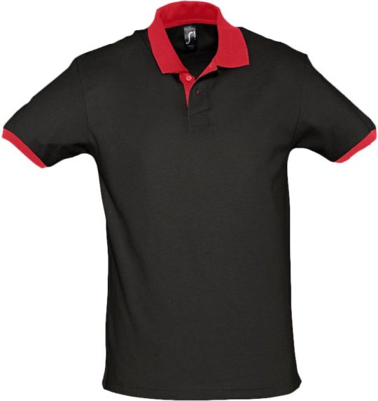 Рубашка поло Prince 190 черная с красным, размер XS