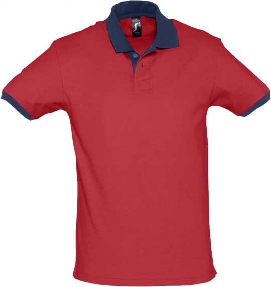 Рубашка поло Prince 190 красная с темно-синим, размер XS