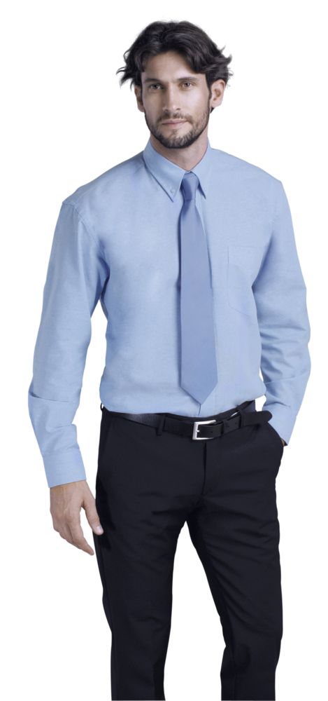 Синяя рубашка мужская с длинным рукавом