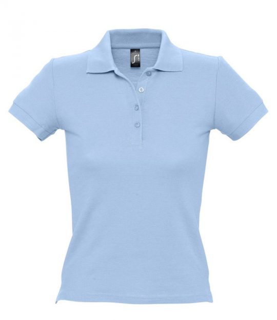 Рубашка поло женская PEOPLE 210 голубая, размер XXL