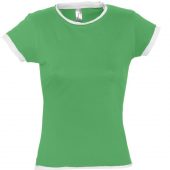 Футболка женская MOOREA 170 ярко-зеленая с белой отделкой, размер M