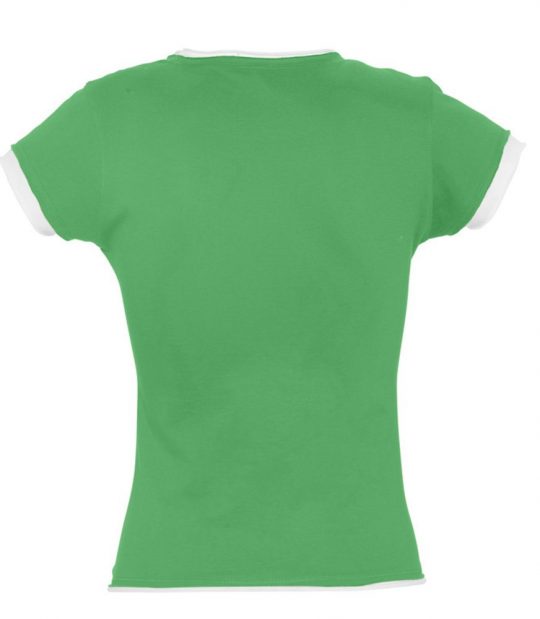 Футболка женская MOOREA 170 ярко-зеленая с белой отделкой, размер M