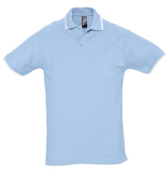 Рубашка поло мужская с контрастной отделкой PRACTICE 270, голубой/белый, размер S