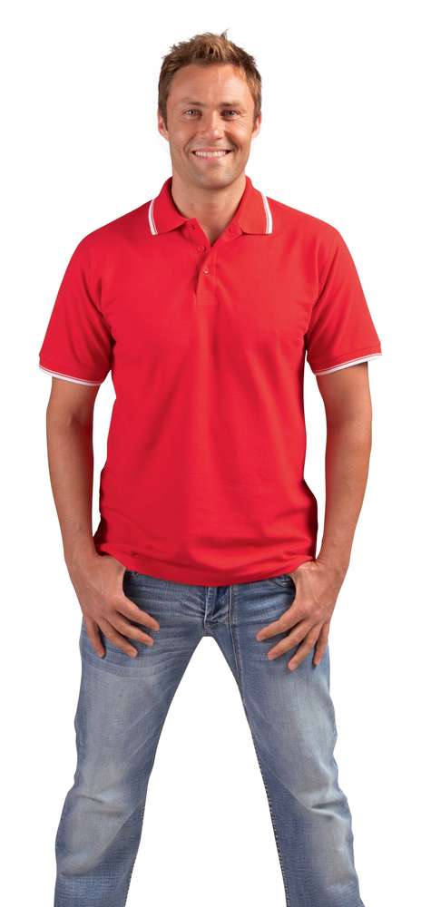 Рубашка поло мужская с контрастной отделкой PRACTICE 270, красный/белый, размер S