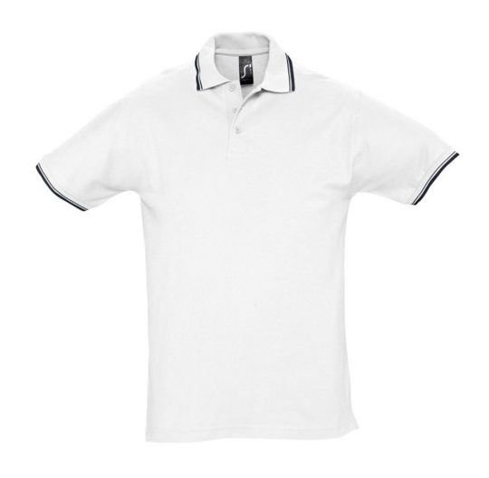 Рубашка поло мужская с контрастной отделкой PRACTICE 270, белый/темно-синий, размер S