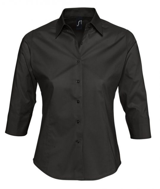Рубашка женская с рукавом 3/4 EFFECT 140 черная, размер M