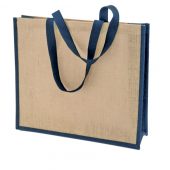Холщовая сумка для покупок Bagari с синей отделкой