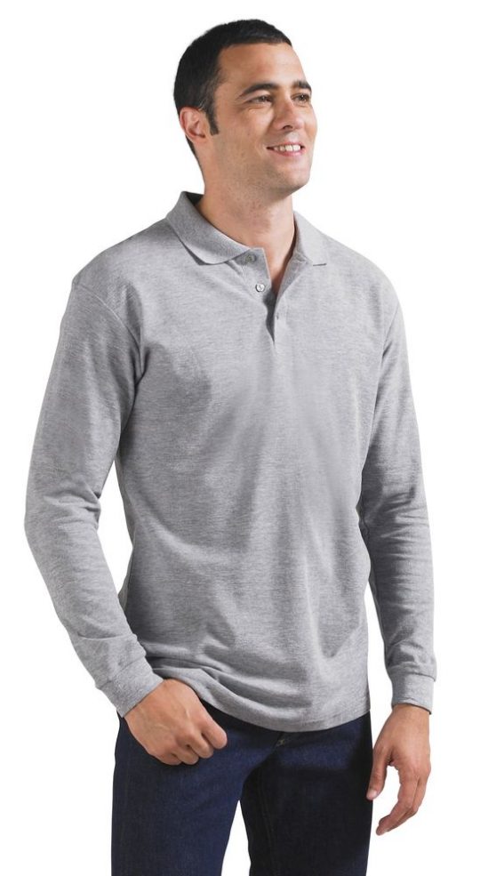 Рубашка поло мужская с длинным рукавом STAR 170, серый меланж, размер L
