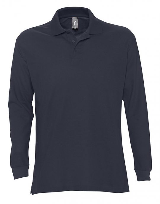 Рубашка поло мужская с длинным рукавом STAR 170 темно-синяя, размер S