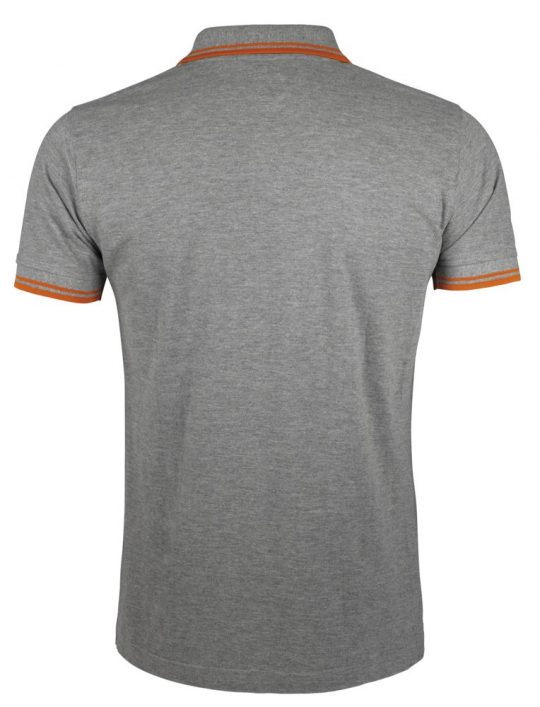 Рубашка поло мужская PASADENA MEN 200 с контрастной отделкой, серый меланж/оранжевый, размер L
