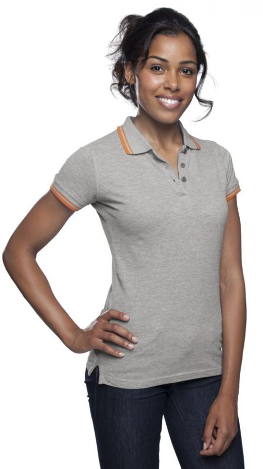 Рубашка поло женская PASADENA WOMEN 200 с контрастной отделкой, черный/зеленый, размер L