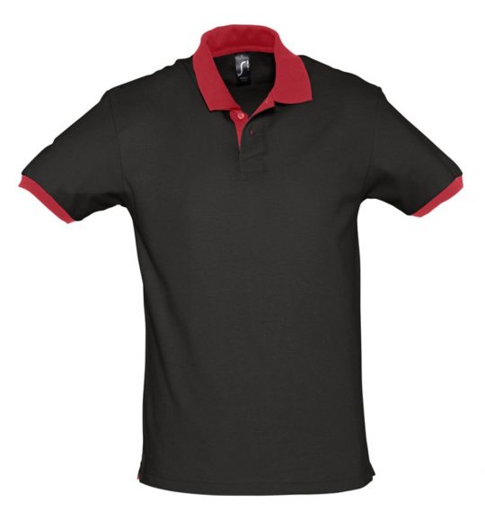 Рубашка поло Prince 190 черная с красным, размер XS