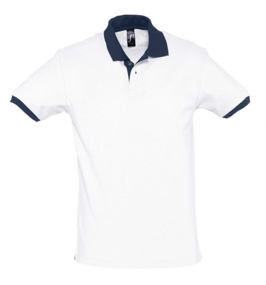 Рубашка поло Prince 190 белая с темно-синим , размер XL